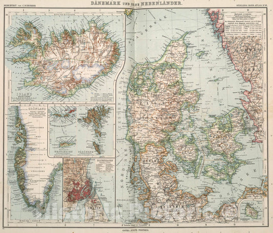 Historic Map : Nr. 41. Daenmark und siene Nebenlaender. ... von C. Vogel., 1911, Vintage Wall Art