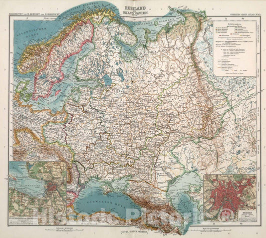 Historic Map : Nr. 43. Russland u. Skandinavien. ... von K. Kehnert und H. Habenicht., 1911, Vintage Wall Art