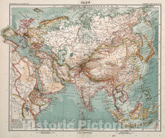 Historic Map : Nr. 55. Asien. ... von H. Habenicht., 1911, Vintage Wall Art