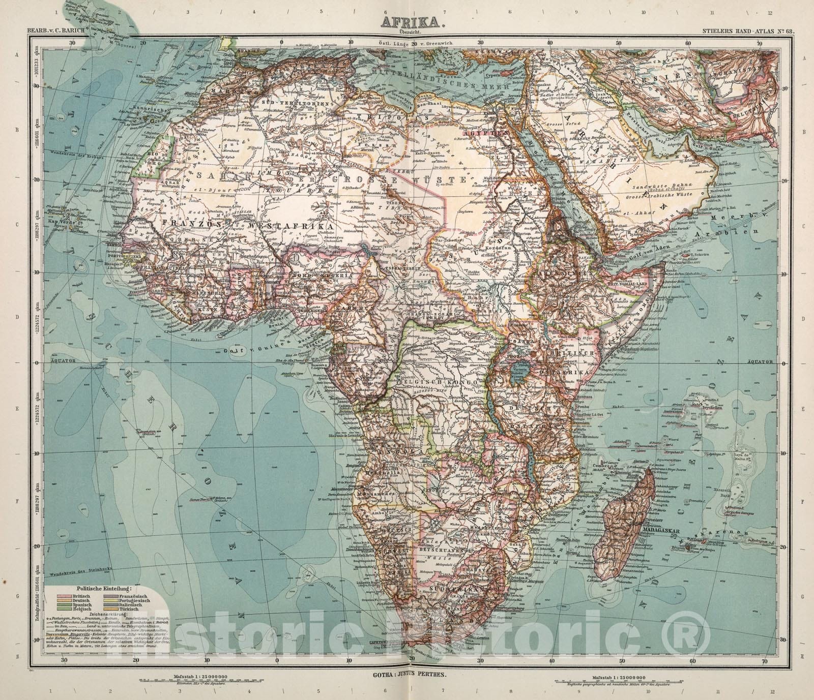 Historic Map : Nr. 68. Afrika. ... C. Barich., 1911, Vintage Wall Art