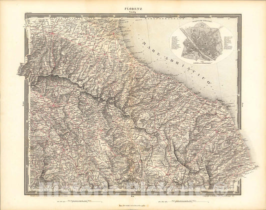 Historic Map : Florenz, 1838, Vintage Wall Art