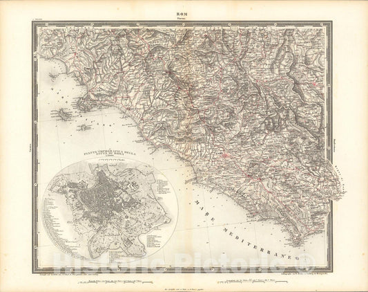 Historic Map : Rom, 1838, Vintage Wall Art