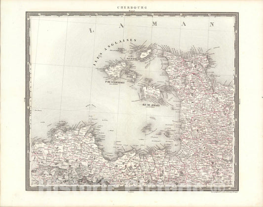 Historic Map : Cherbourg, 1838, Vintage Wall Art