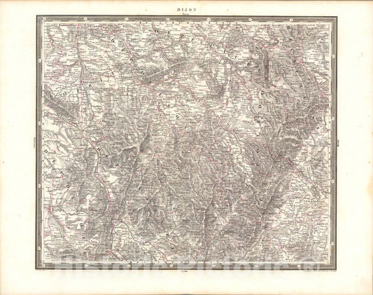 Historic Map : Dijon, 1838, Vintage Wall Art