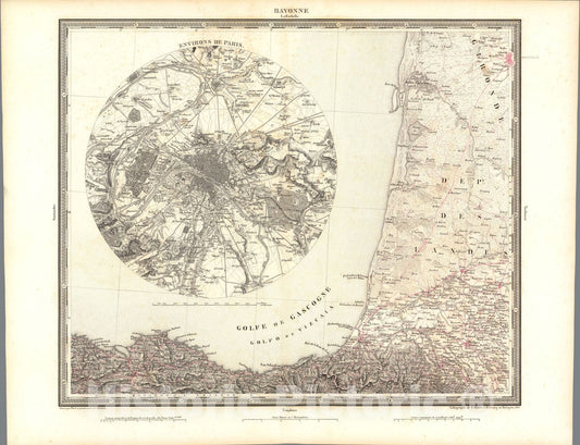 Historic Map : Bayonne, 1838, Vintage Wall Art