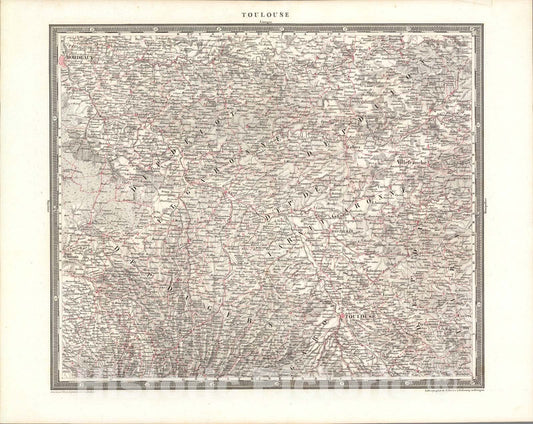 Historic Map : Toulouse, 1838, Vintage Wall Art