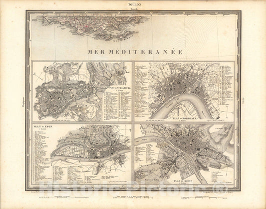 Historic Map : Toulon, 1838, Vintage Wall Art
