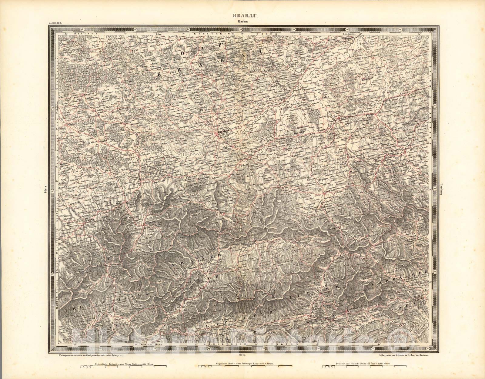 Historic Map : Krakau, 1838, Vintage Wall Art
