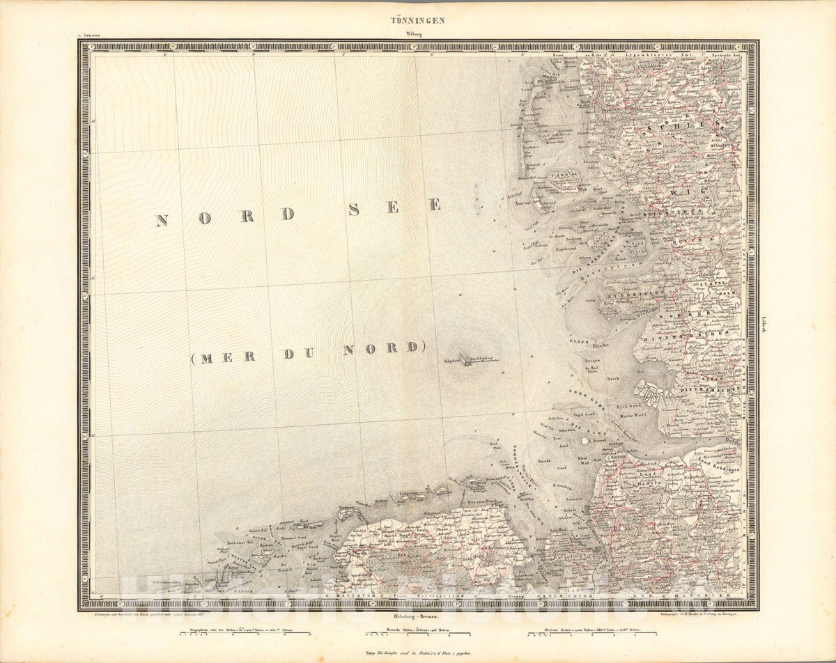 Historic Map : Tonningen, 1838, Vintage Wall Art