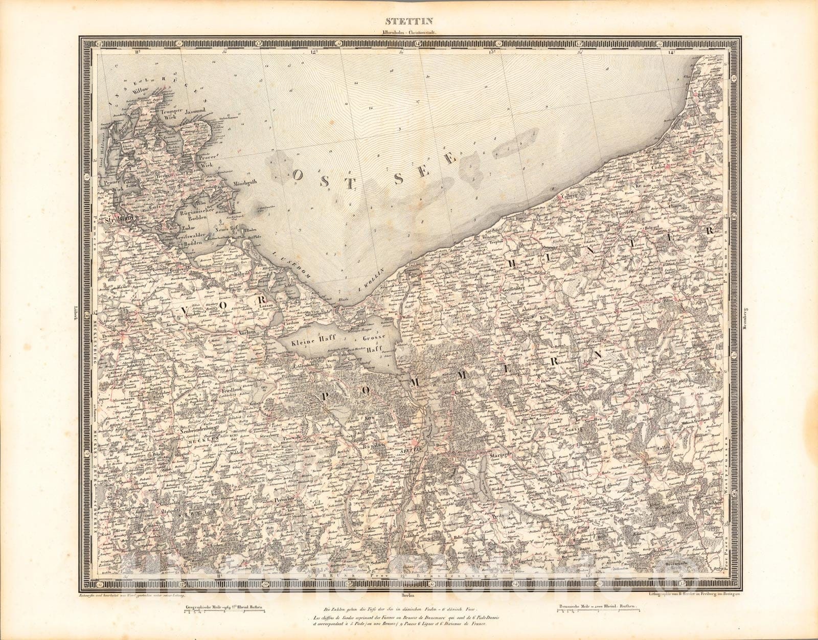 Historic Map : Stettin, 1838, Vintage Wall Art