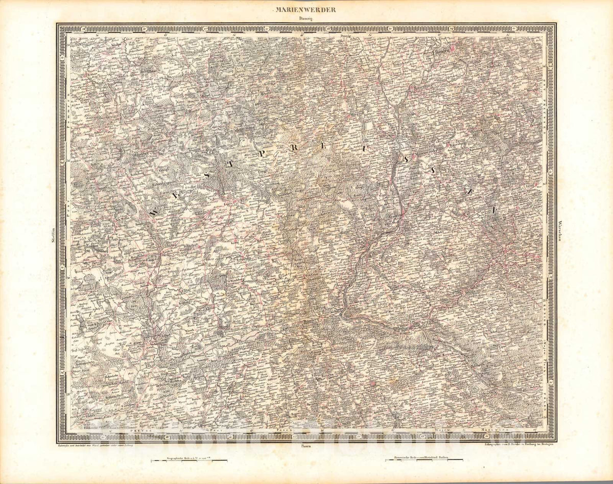 Historic Map : Marienwerder, 1838, Vintage Wall Art