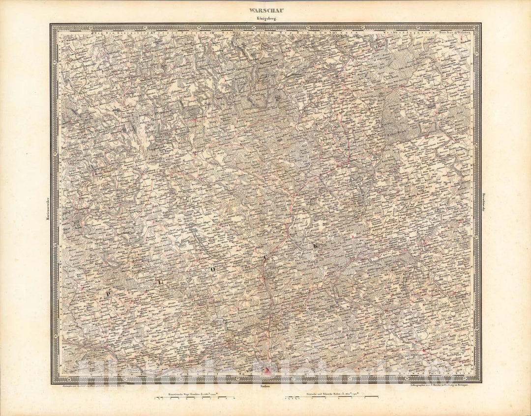Historic Map : Warschau, 1838, Vintage Wall Art
