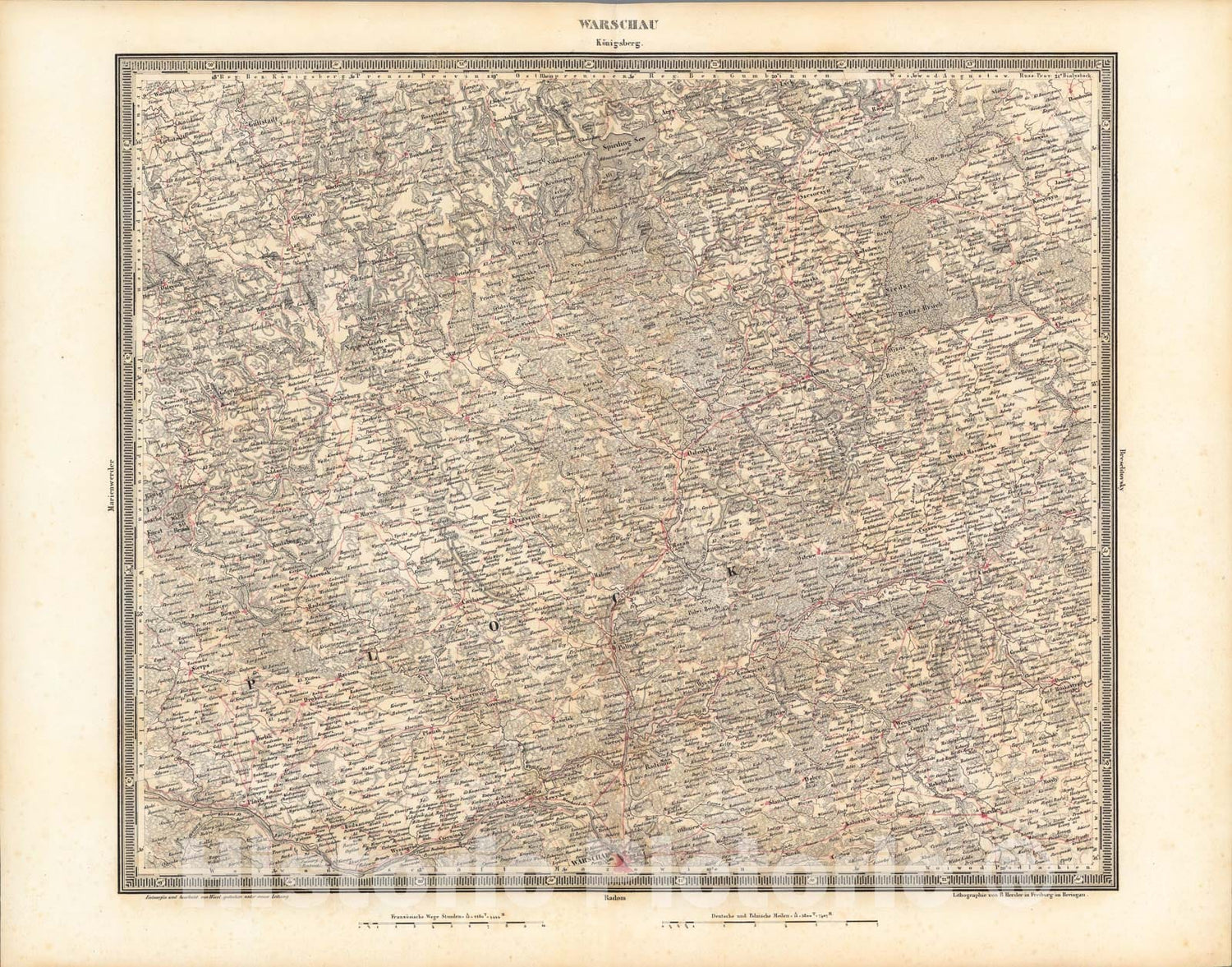 Historic Map : Warschau, 1838, Vintage Wall Art