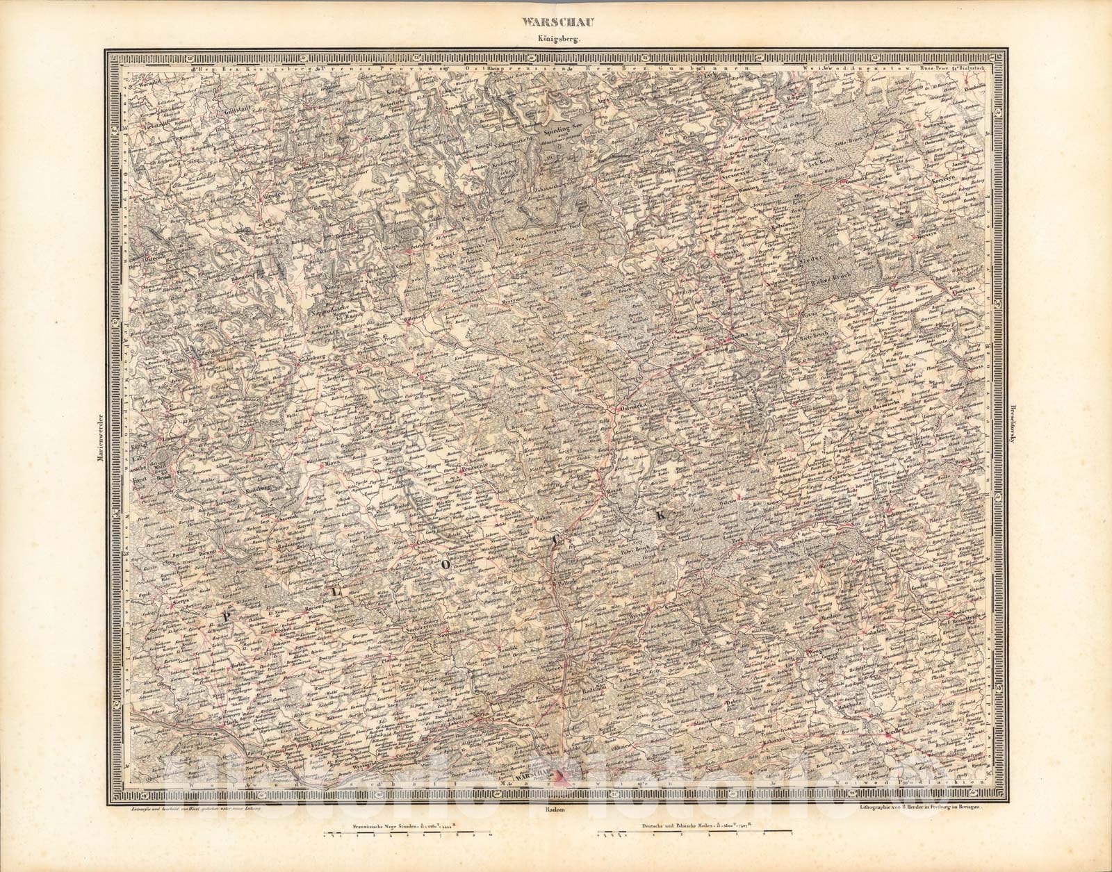 Historic Map : Warschau, 1838, Vintage Wall Art
