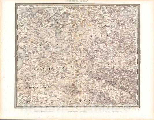 Historic Map : Oldenburg-Bremen, 1838, Vintage Wall Art