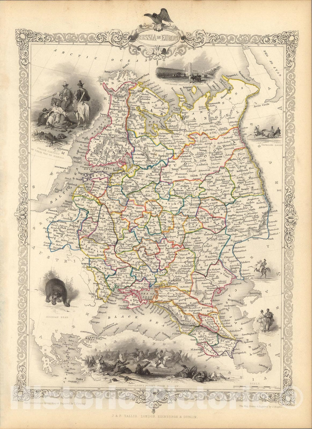 Historic Map : Russia In Europe., 1851, Vintage Wall Art