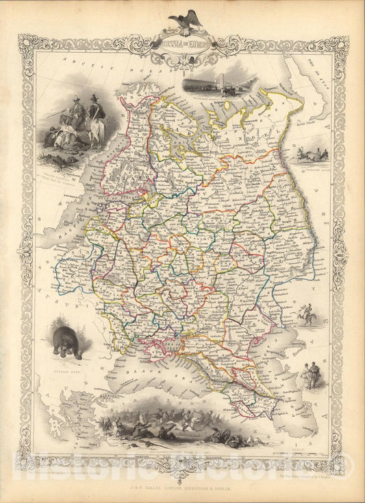 Historic Map : Russia In Europe., 1851, Vintage Wall Art