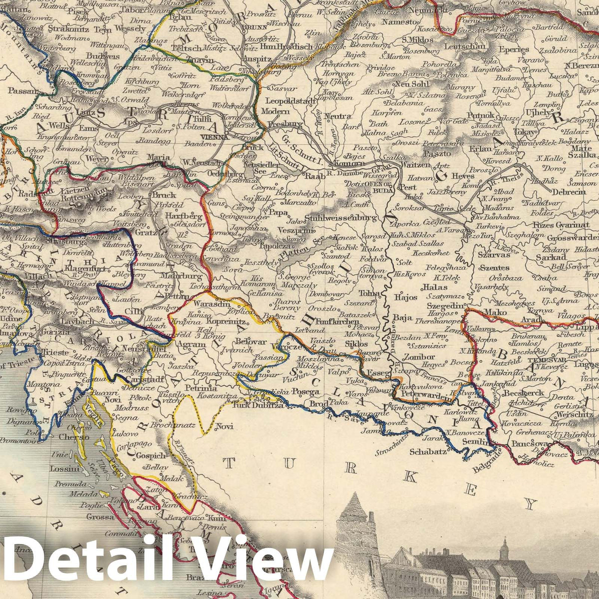 Austria, 1851 - Hand-Colored Historical Map Print