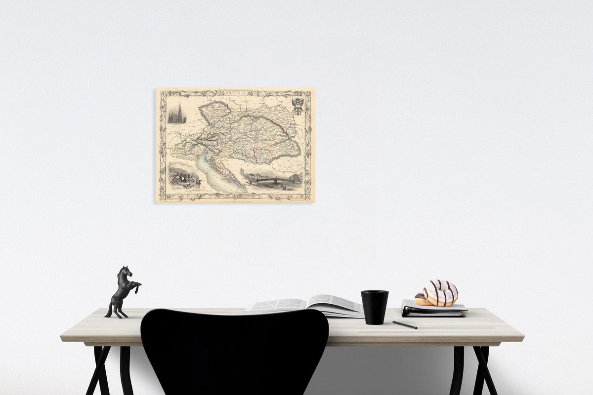 Austria, 1851 - Hand-Colored Historical Map Print