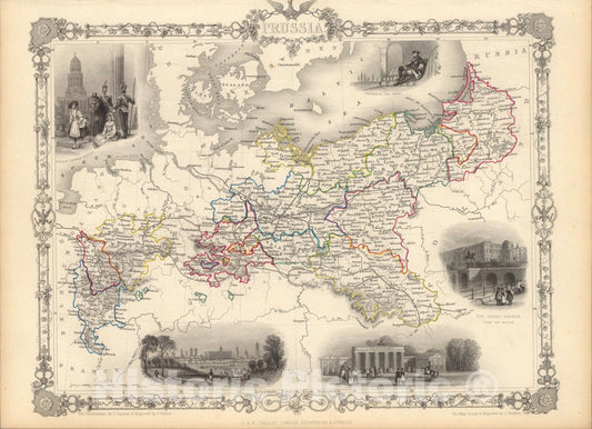 Historic Map : Prussia., 1851, Vintage Wall Art