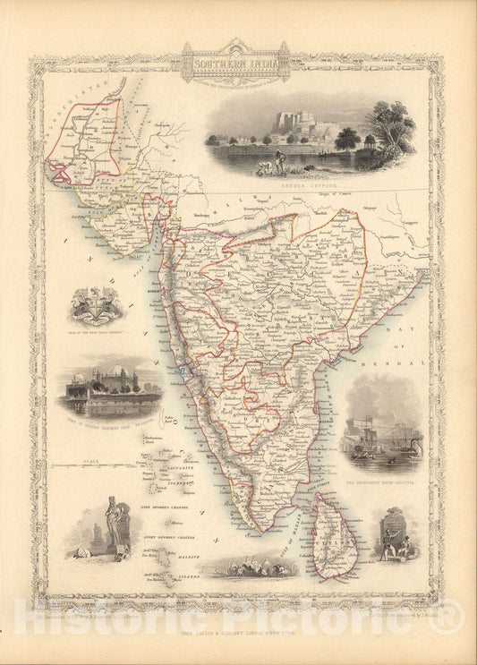 Historic Map : Southern India Including The Presidencies Of Bombay & Madras., 1851, Vintage Wall Art