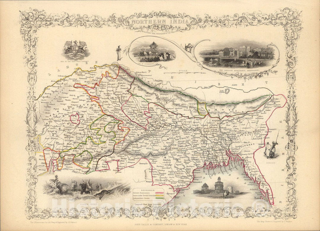Historic Map : Northern India Including The Presidency of Calcutta., 1851, Vintage Wall Art