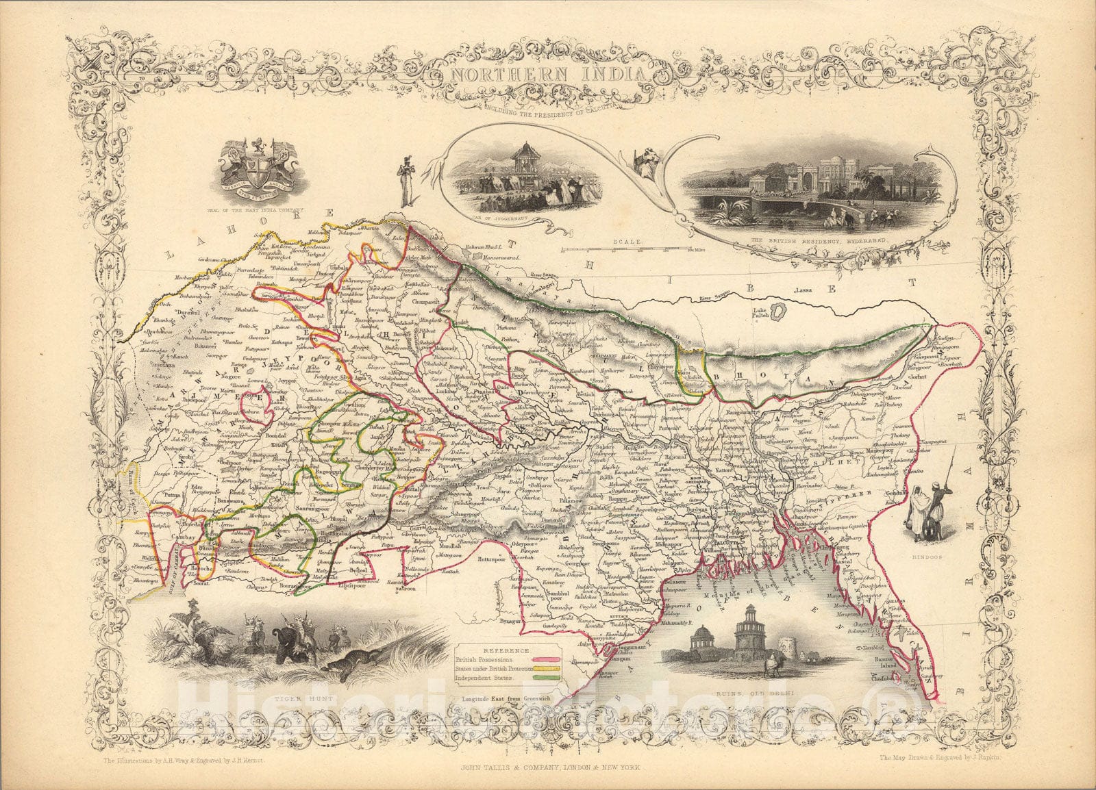 Historic Map : Northern India Including The Presidency of Calcutta., 1851, Vintage Wall Art