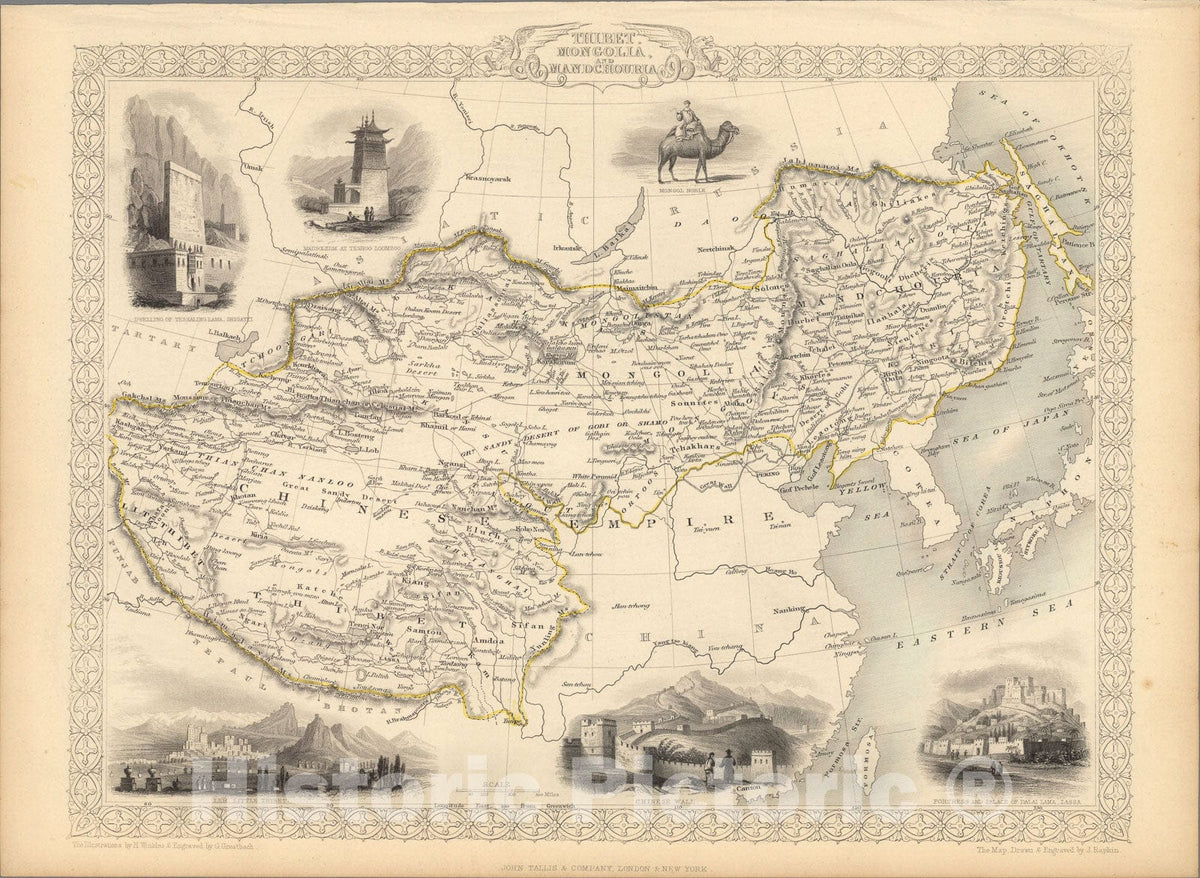 Historic Map : Thibet, Mongolia, and Mandchouria., 1851, Vintage Wall Art