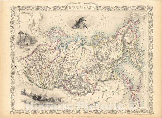 Historic Map : Russia In Asia., 1851, Vintage Wall Art