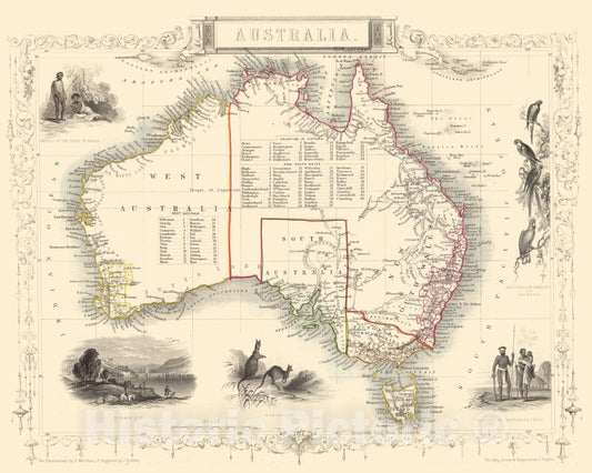 Historic Map : Australia., 1851, Vintage Wall Art