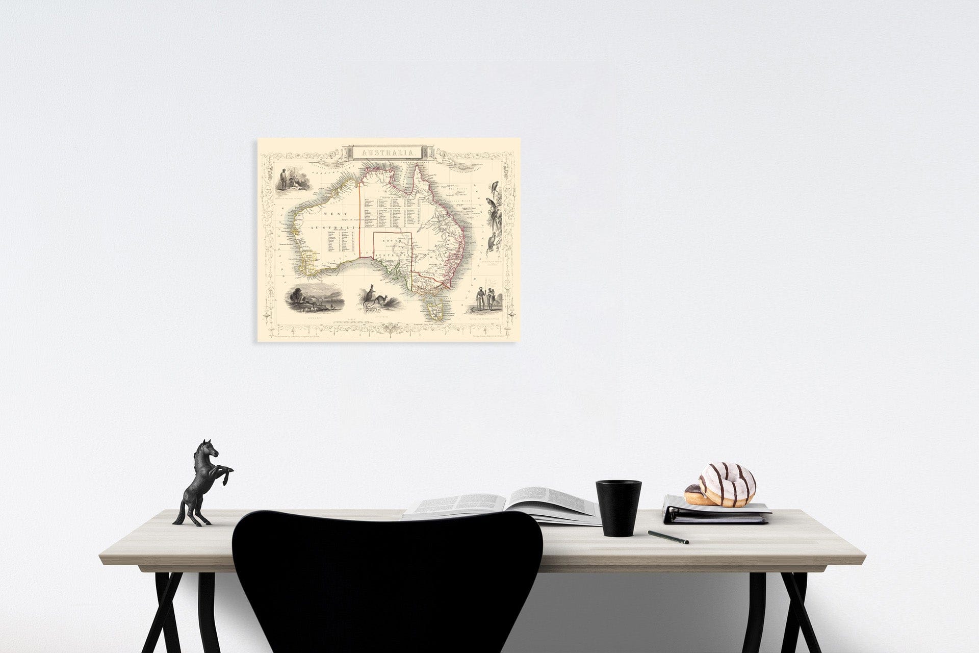 Australia, 1851 - Hand-Colored Historical Map Print