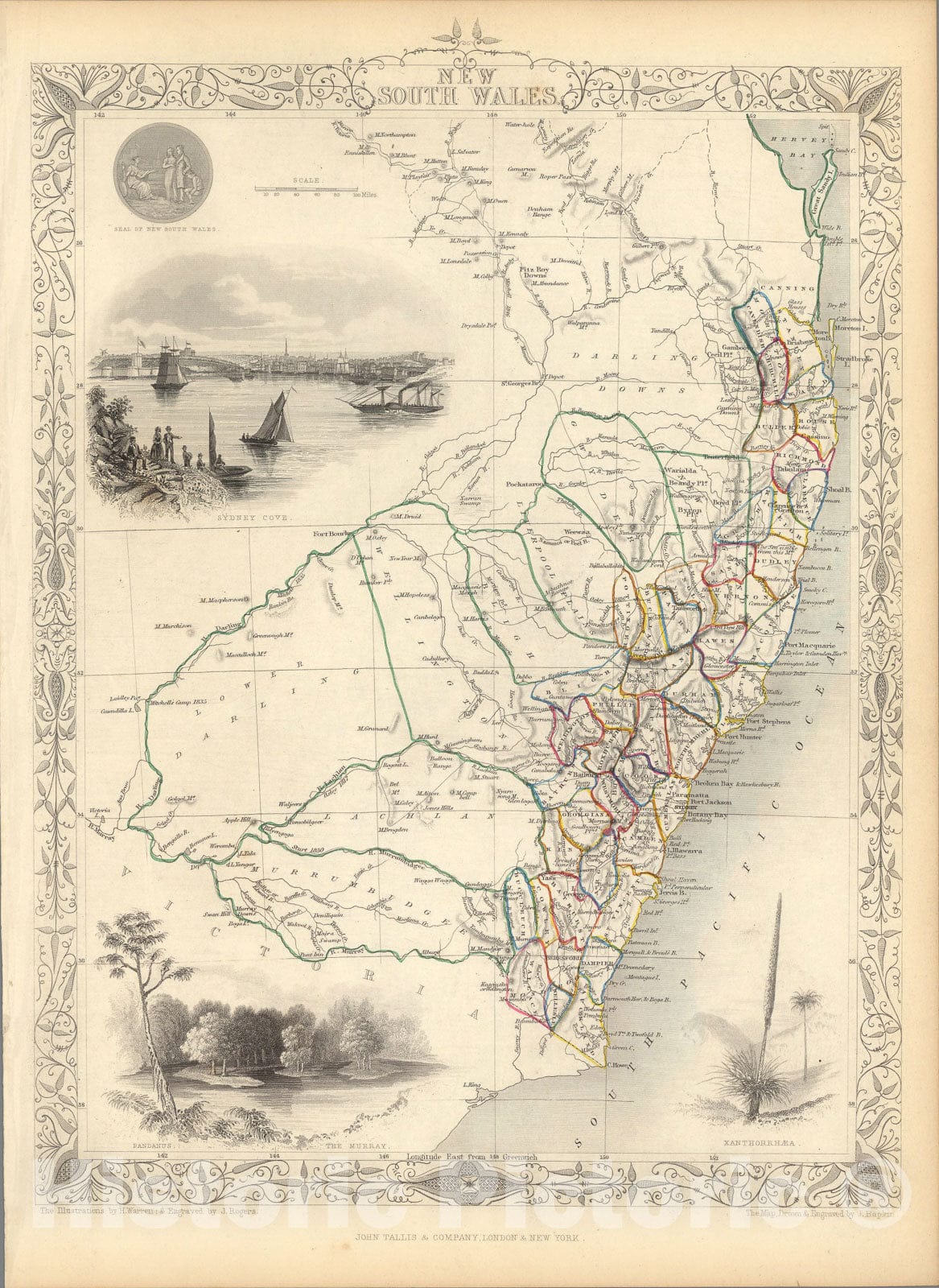 Historic Map : New South Wales., 1851, Vintage Wall Art