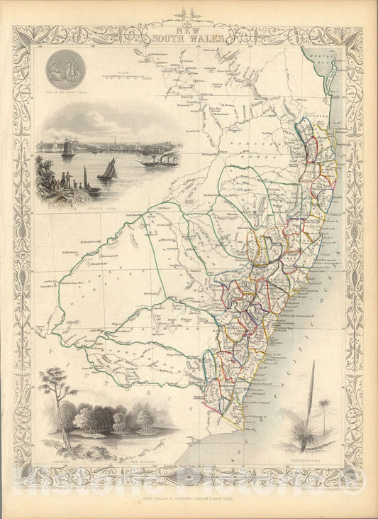 Historic Map : New South Wales., 1851, Vintage Wall Art