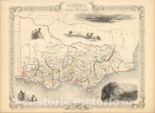 Historic Map : Victoria Or Port Phillip., 1851, Vintage Wall Art