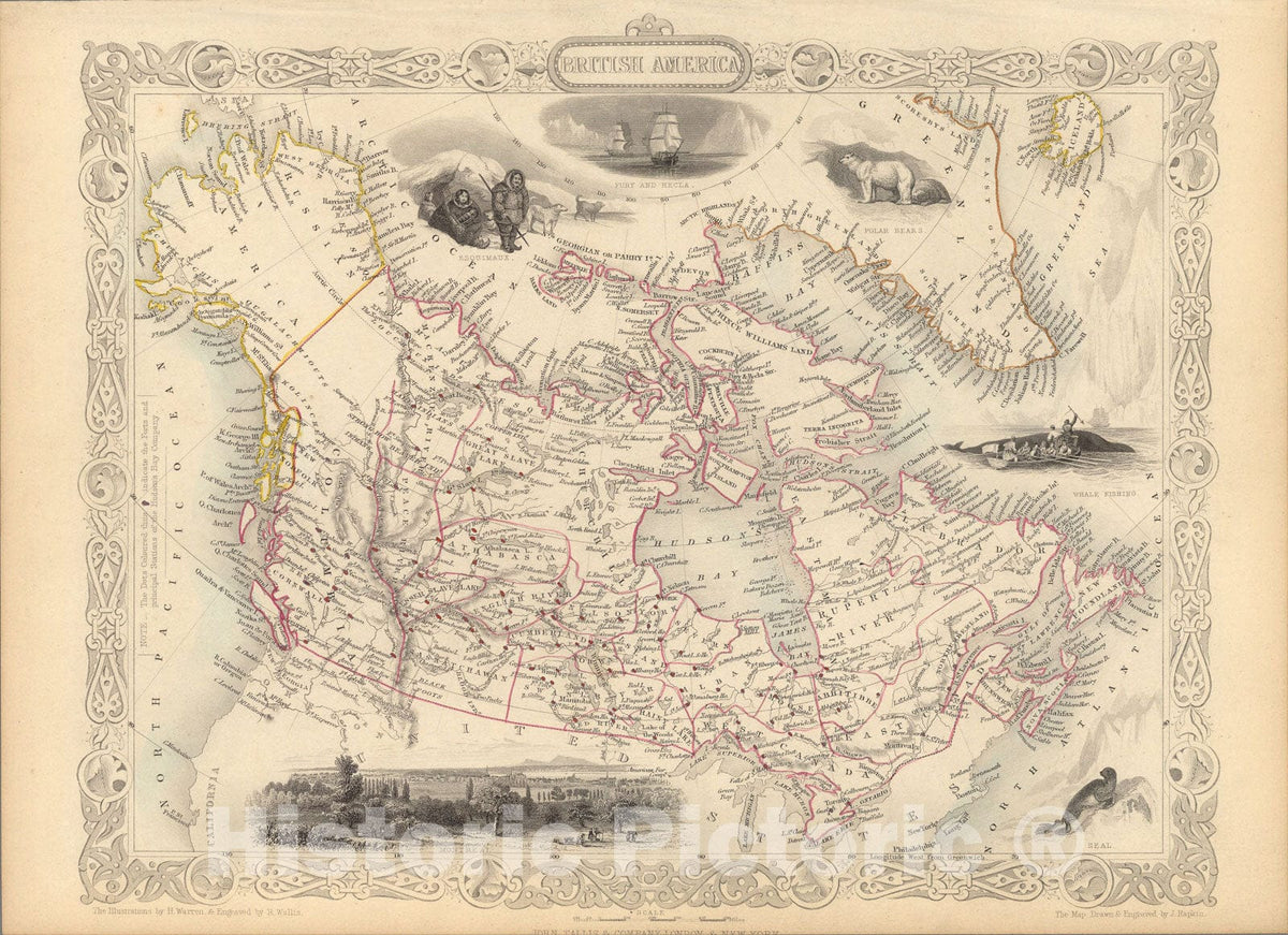 Historic Map : British America., 1851, Vintage Wall Art