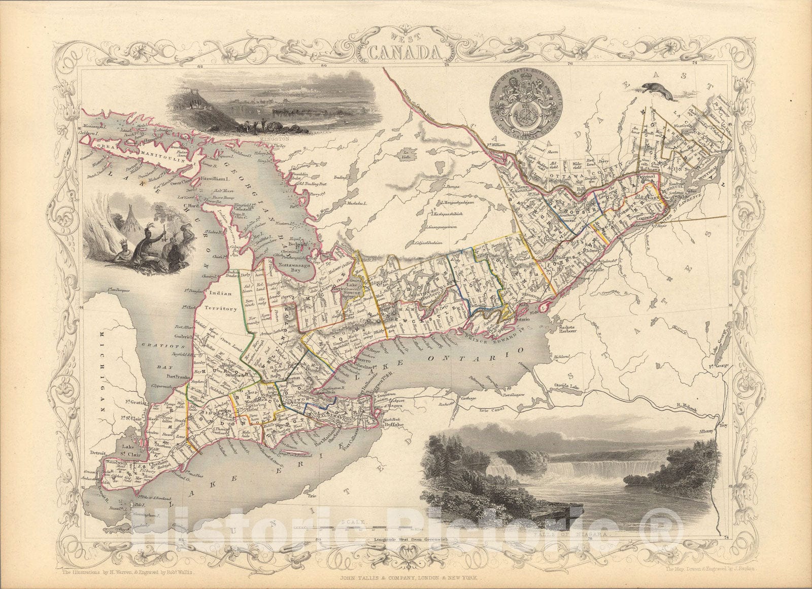 Historic Map : West Canada., 1851, Vintage Wall Art
