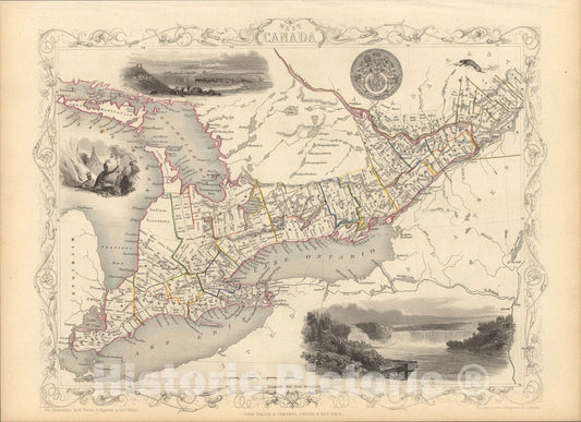Historic Map : West Canada., 1851, Vintage Wall Art