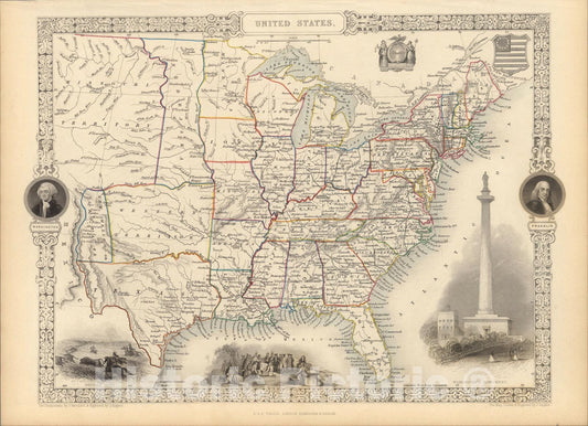 Historic Map : United States., 1851, Vintage Wall Art