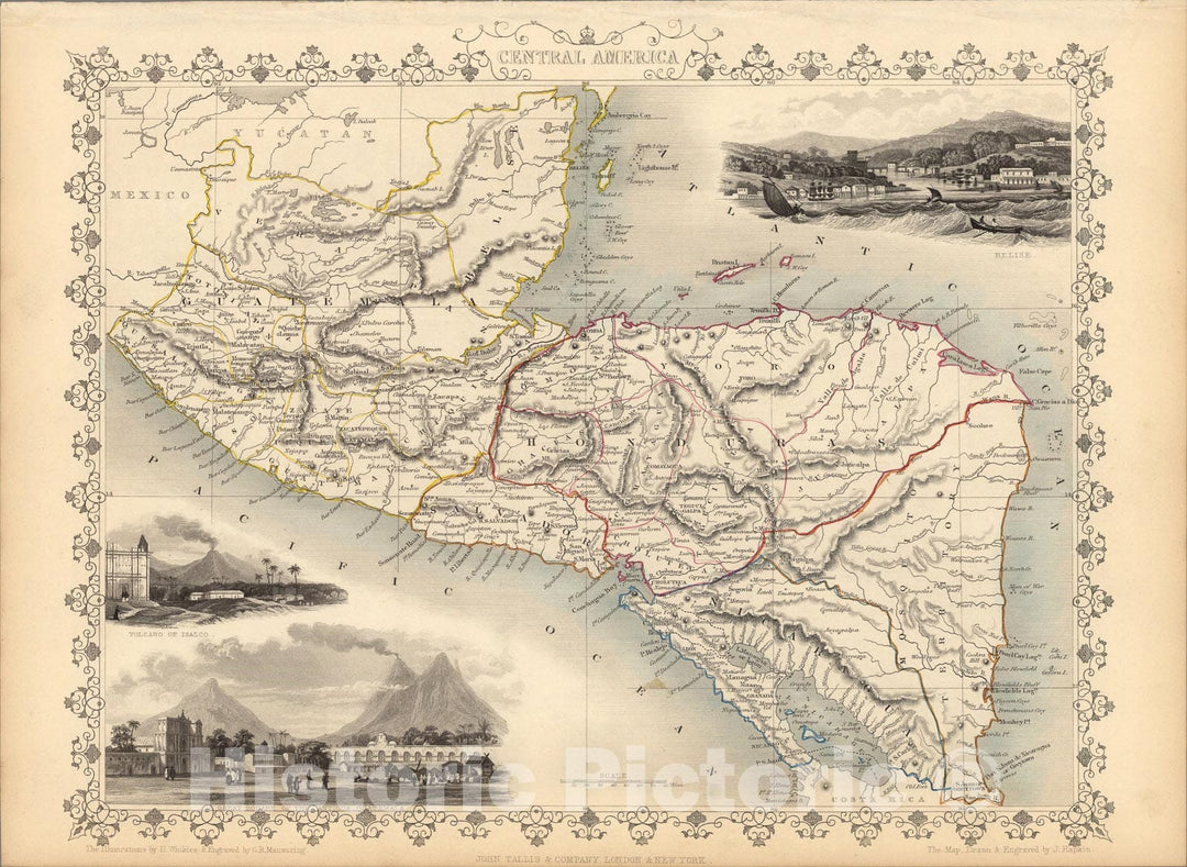 Historic Map : Central America., 1851, Vintage Wall Art