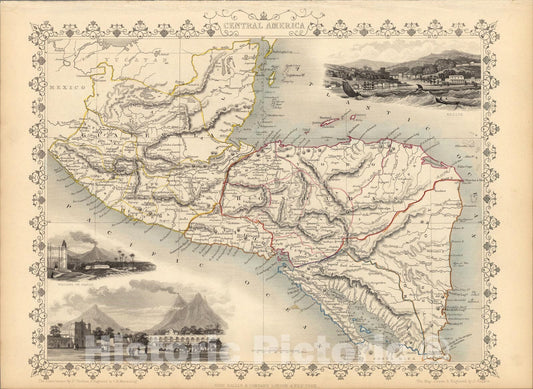 Historic Map : Central America., 1851, Vintage Wall Art