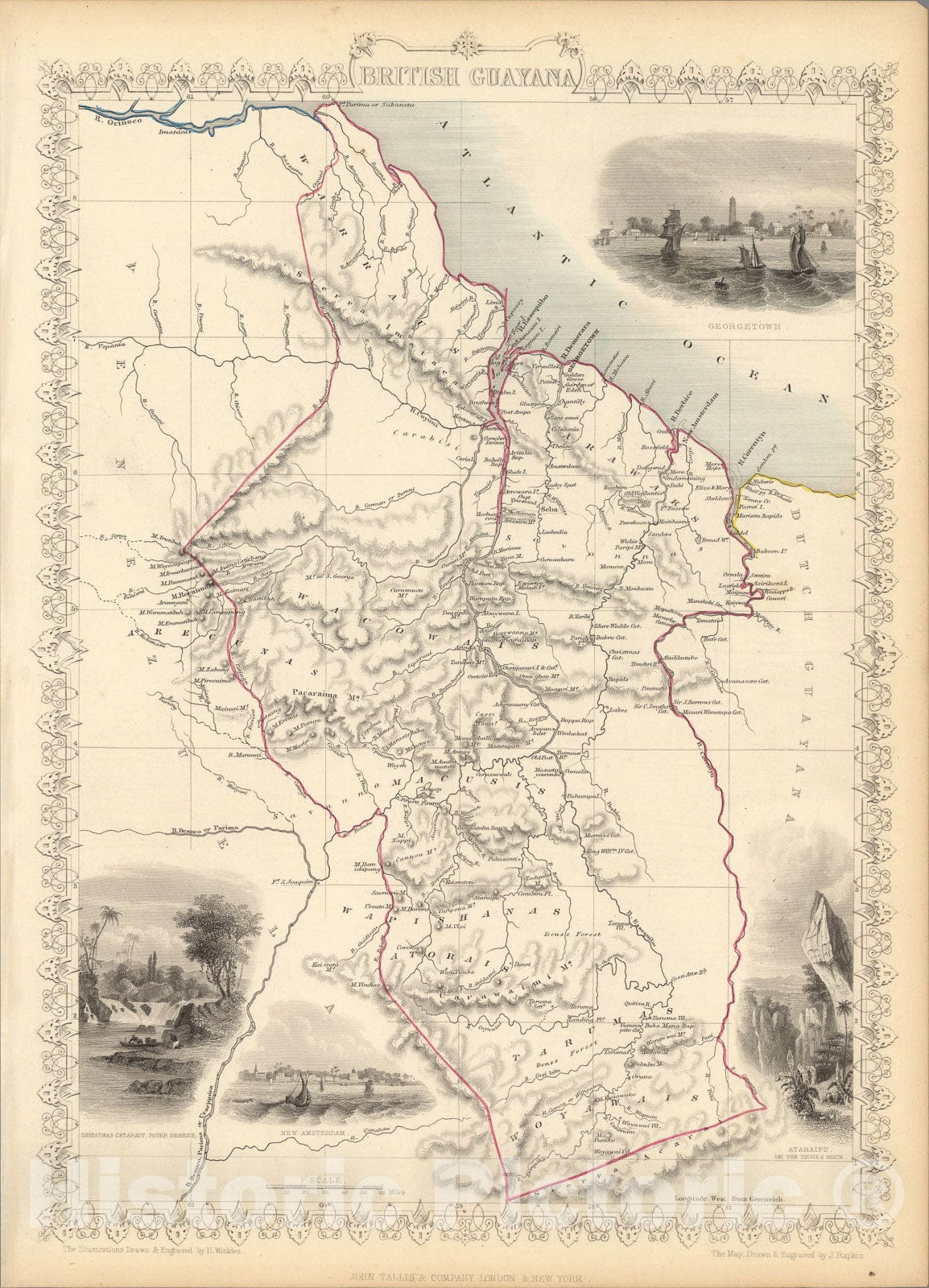 Historic Map : British Guayana., 1851, Vintage Wall Art