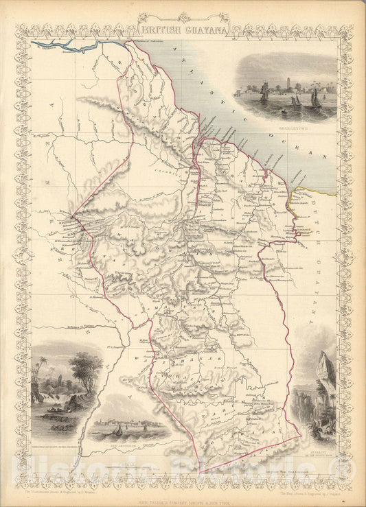 Historic Map : British Guayana., 1851, Vintage Wall Art