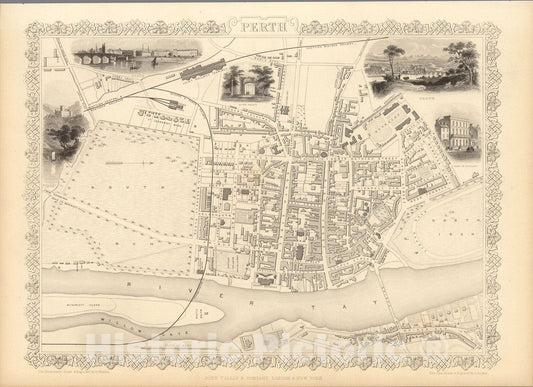 Historic Map : Perth, 1851, Vintage Wall Art