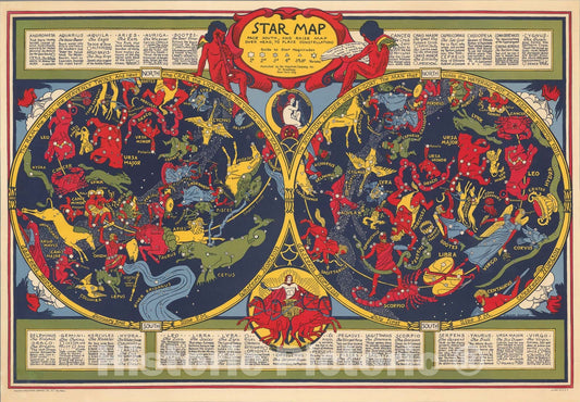 Historic Map : Star Map., 1930, Vintage Wall Art