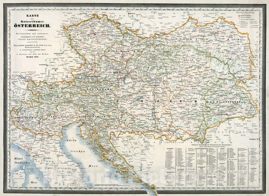 Historic Map : Karte des Kaiserthums Oesterreich, 1841, Vintage Wall Art