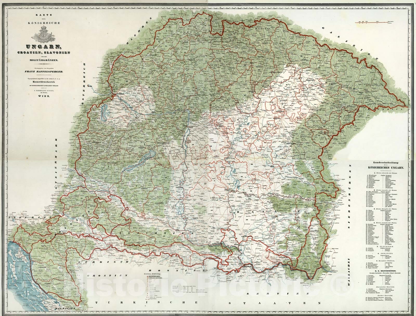 Historic Map : Composite: Karte des Erzherzogthumes Oesterreich mit Salzburg, 1843, Vintage Wall Art