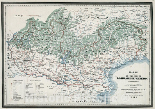 Historic Map : Karte des Konigreiche Lombardie-Venedig, 1841, Vintage Wall Art