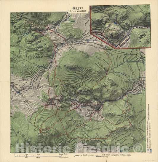 Historic Map : Karte von Oybin-Jonsdorf, 1925, Vintage Wall Art