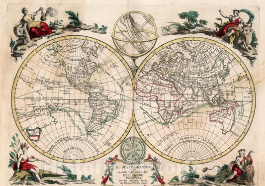 Historic Map : Il Mappamondo o sia Descrizione Generale Del Globo, 1774, Vintage Wall Art
