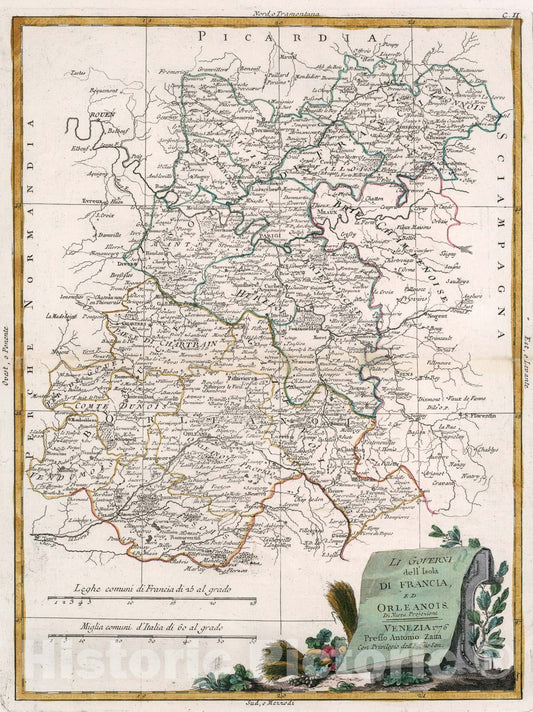 Historic Map : Li governi dellIsola di Francia, ed Orleanois, 1776, Vintage Wall Art